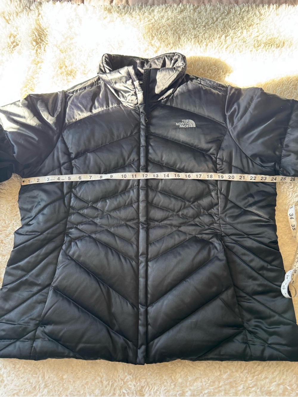 The North Face Down 550 Puffer Jacket Womens Black Chevron Quilted Coat Size XXL - Picture 6 of 14
